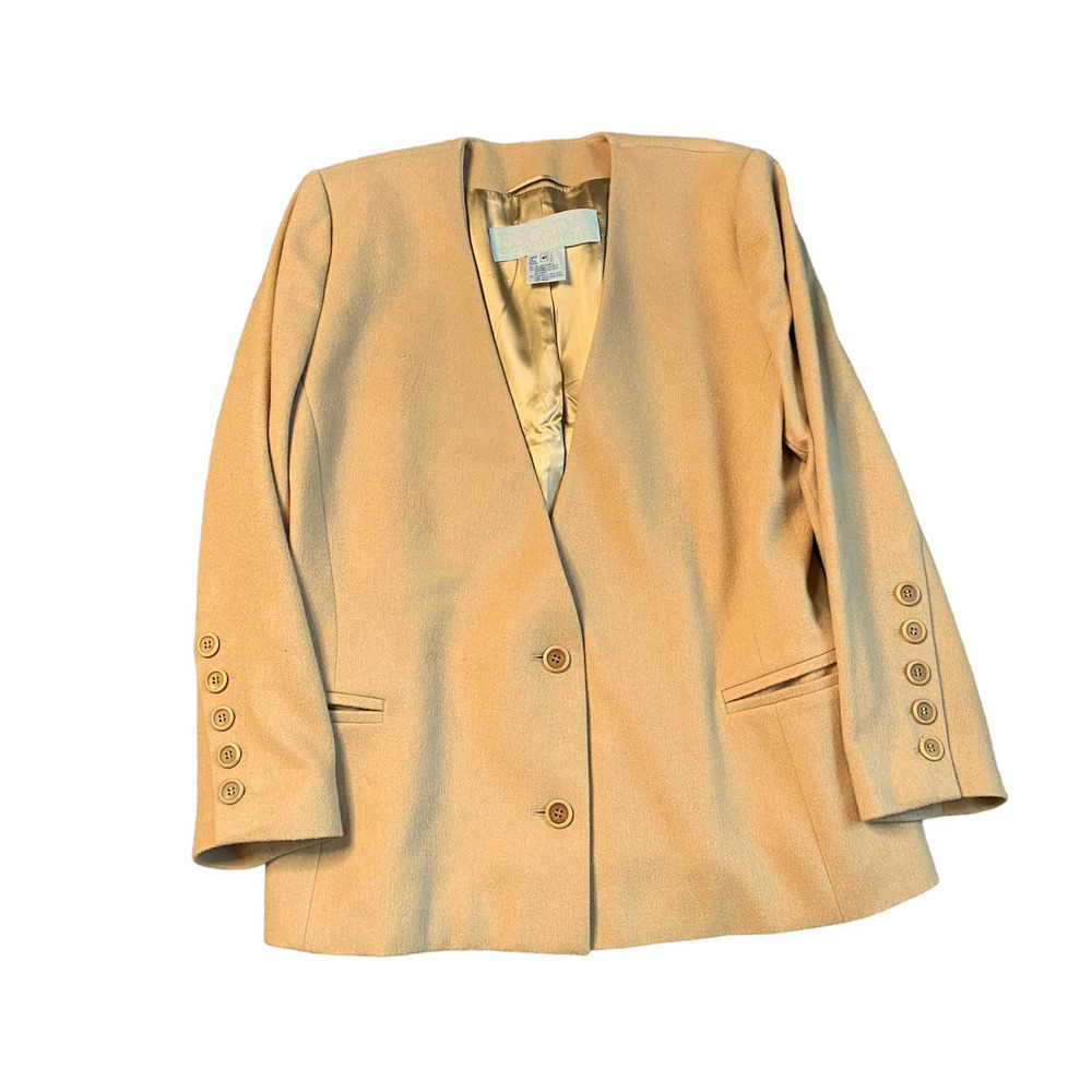 Vintage ESCADA Margaretha Ley Wool & Cashmere Mustard Blazer Coat 40 Jacket